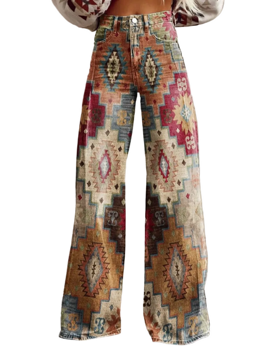 Kvinnors Retro Byxor Chevron Stil 0