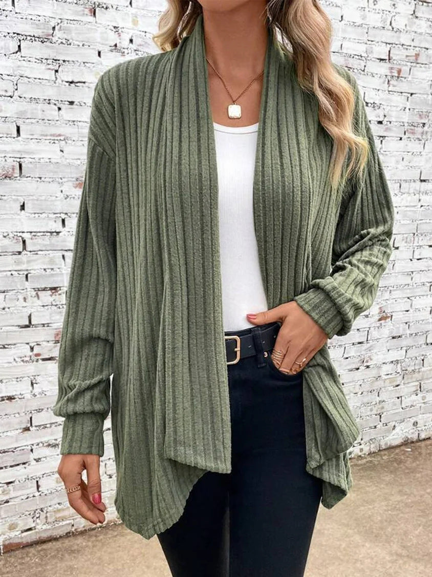 Kvinnors Rippstrick Drape Cardigan 1