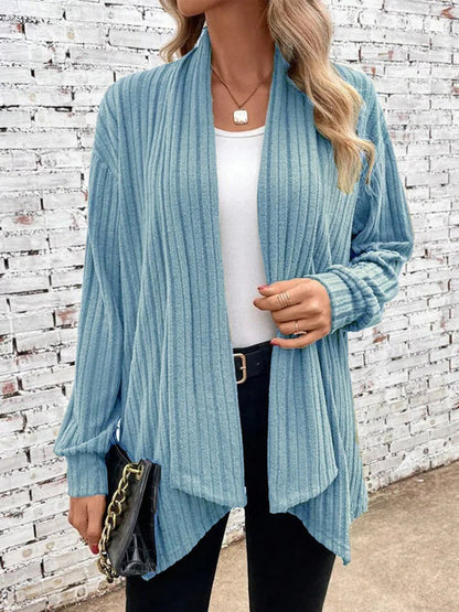 Kvinnors Rippstrick Drape Cardigan 2