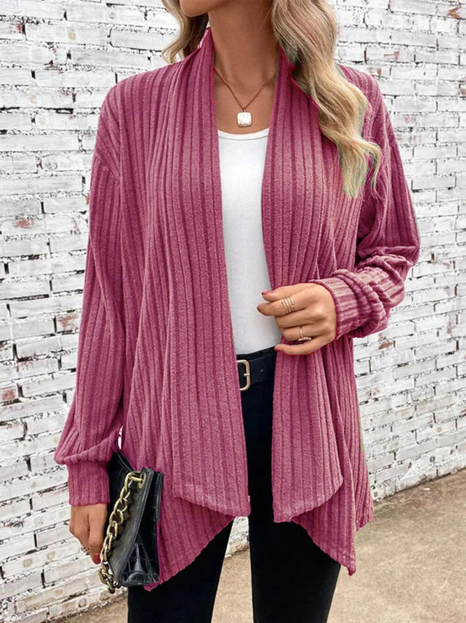 Kvinnors Rippstrick Drape Cardigan 3