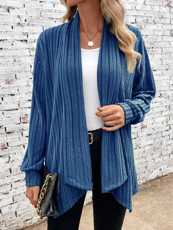 Kvinnors Rippstrick Drape Cardigan 4
