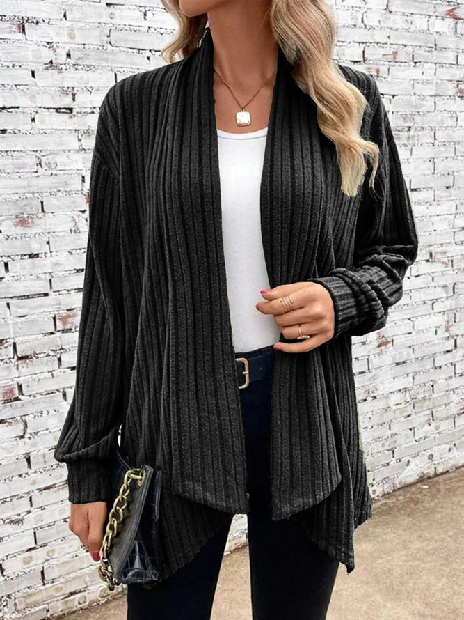 Kvinnors Rippstrick Drape Cardigan 5