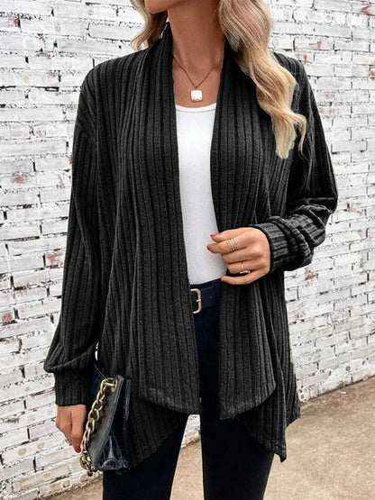 Kvinnors Rippstrick Drape Cardigan 5