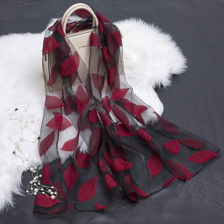 Kvinnors Sidenscarf Blommönster Utskuren Design 1