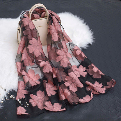 Kvinnors Sidenscarf Blommönster Utskuren Design 12