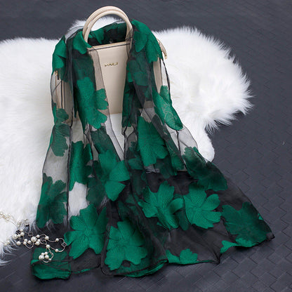 Kvinnors Sidenscarf Blommönster Utskuren Design 14