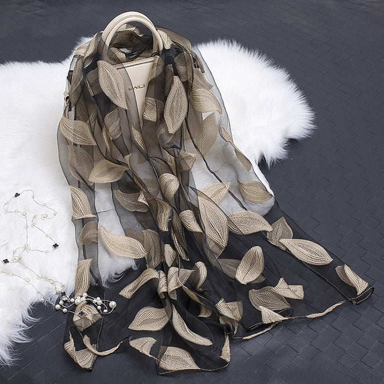 Kvinnors Sidenscarf Blommönster Utskuren Design 7
