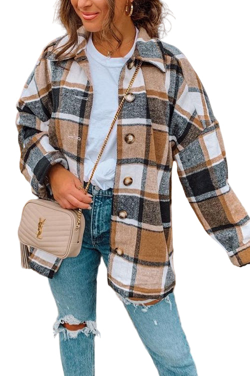 Kvinnors Skjortarock med Droppande Axel Rutig Stil 0