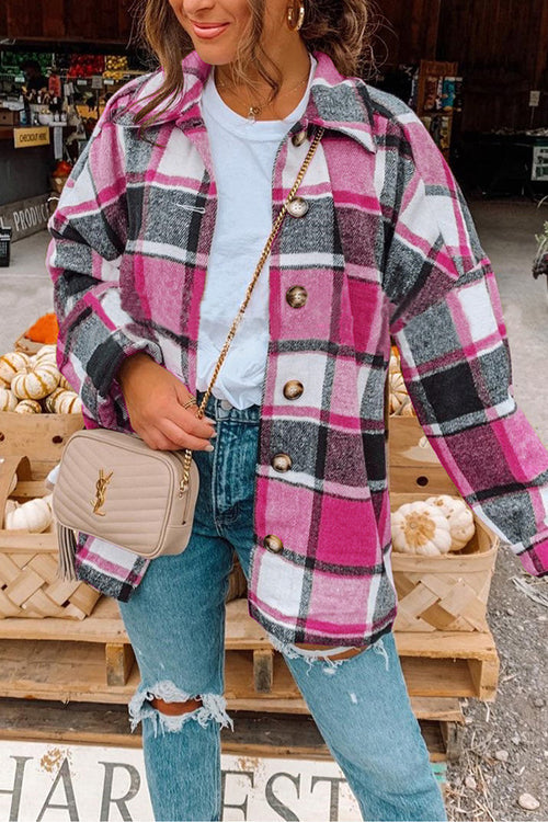 Kvinnors Skjortarock med Droppande Axel Rutig Stil 5