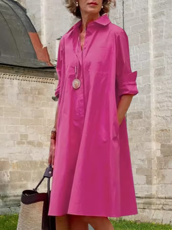 Kvinnors Skjortklänning Avslappnad Stil Polyester 11