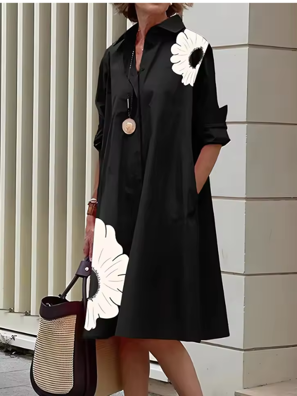 Kvinnors Skjortklänning Avslappnad Stil Polyester 6