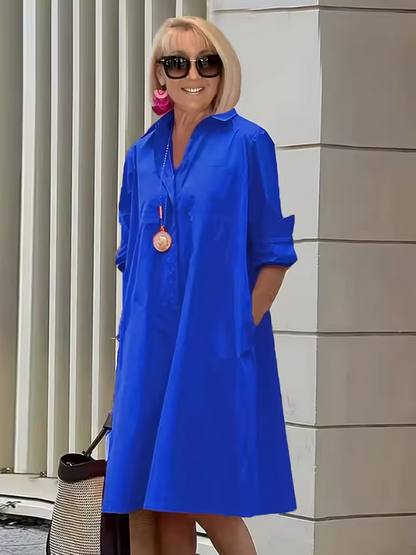 Kvinnors Skjortklänning Avslappnad Stil Polyester 7
