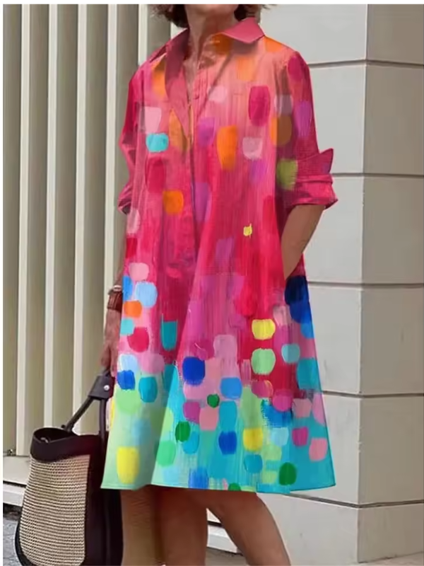 Kvinnors Skjortklänning Avslappnad Stil Polyester 9