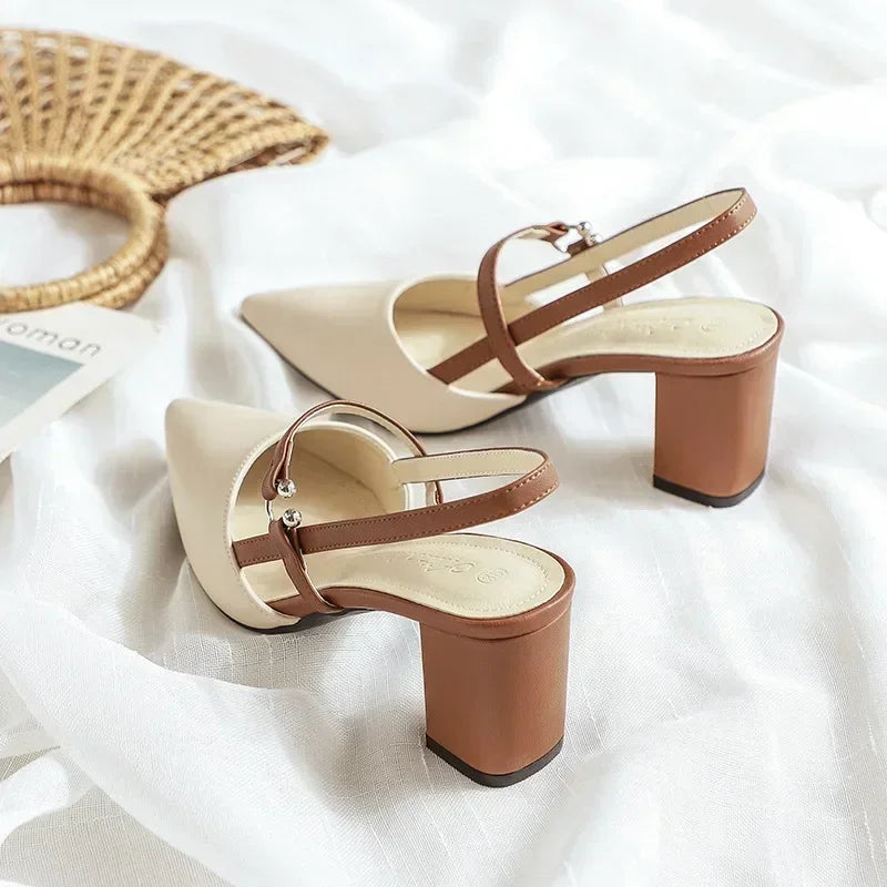 Kvinnors Slingback-klackar med Färgblockering 2