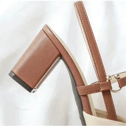 Kvinnors Slingback-klackar med Färgblockering 4