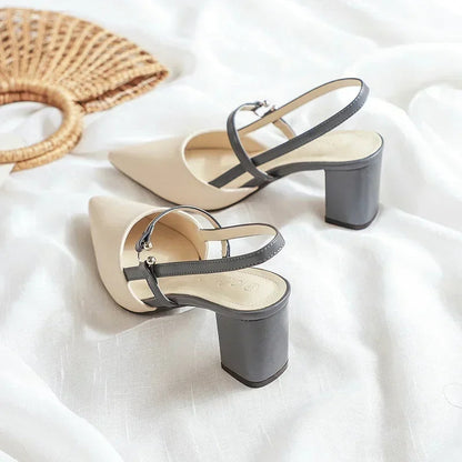 Kvinnors Slingback-klackar med Färgblockering 6