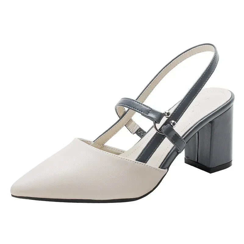 Kvinnors Slingback-klackar med Färgblockering 8