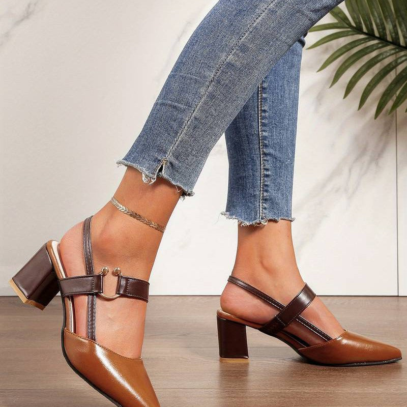 Kvinnors Slingback Pumps Blockhäl Modern Design 4