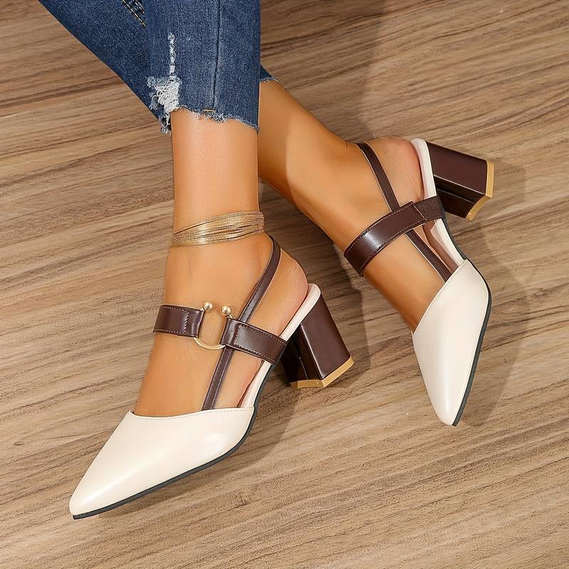 Kvinnors Slingback Pumps Blockhäl Modern Design 7