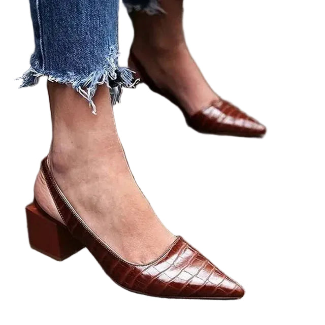 Kvinnors Slingback Pumps Höga Klackar Spetsiga 0