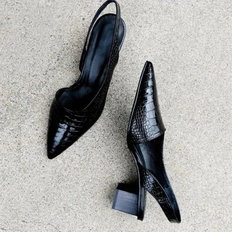 Kvinnors Slingback Pumps Höga Klackar Spetsiga 1