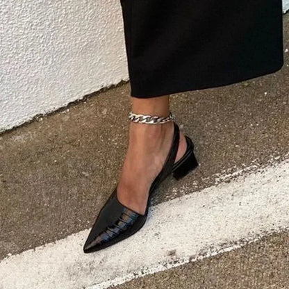 Kvinnors Slingback Pumps Höga Klackar Spetsiga 6