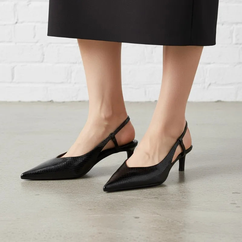 Kvinnors Slingbacks Spetsig Tå med Låg Häl 2
