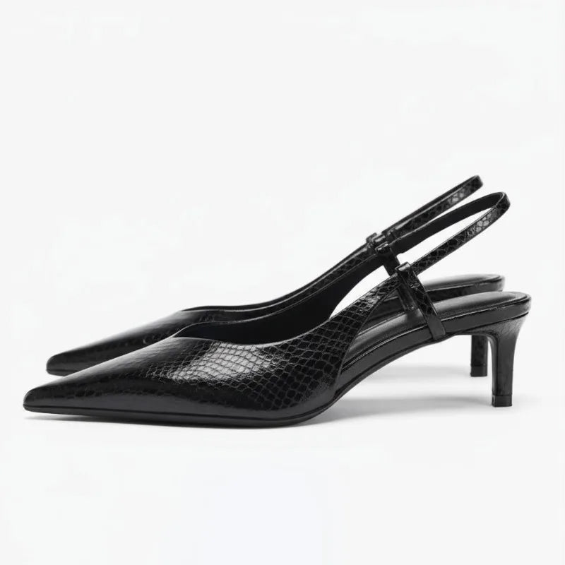 Kvinnors Slingbacks Spetsig Tå med Låg Häl 5