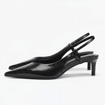 Kvinnors Slingbacks Spetsig Tå med Låg Häl 5