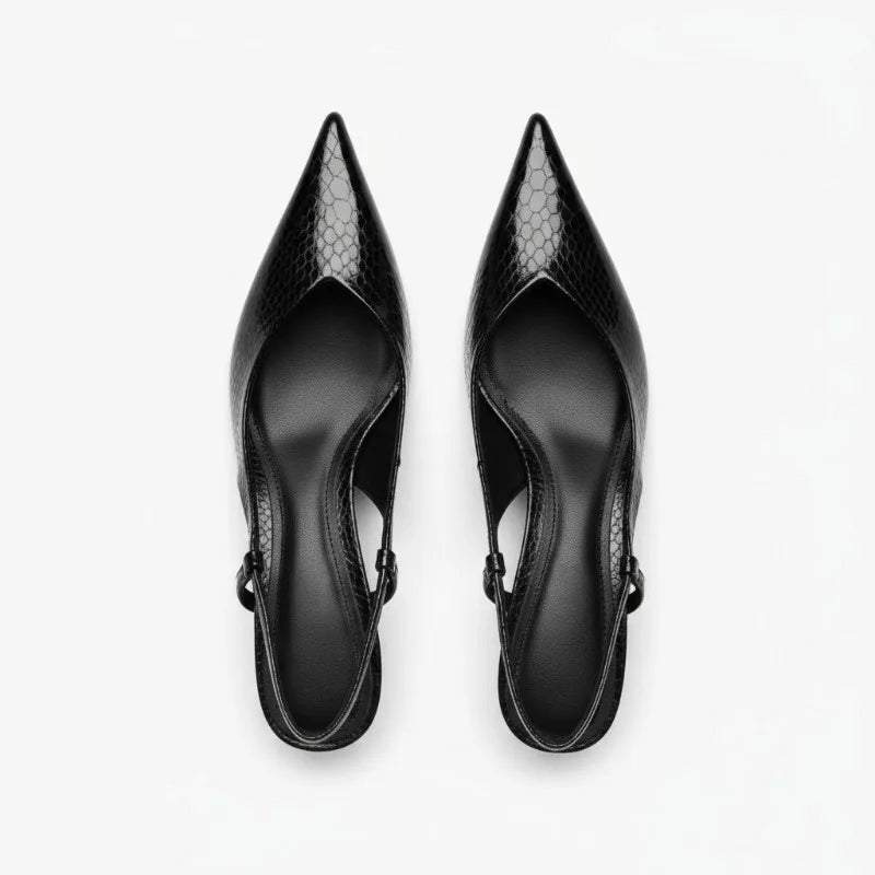 Kvinnors Slingbacks Spetsig Tå med Låg Häl 6