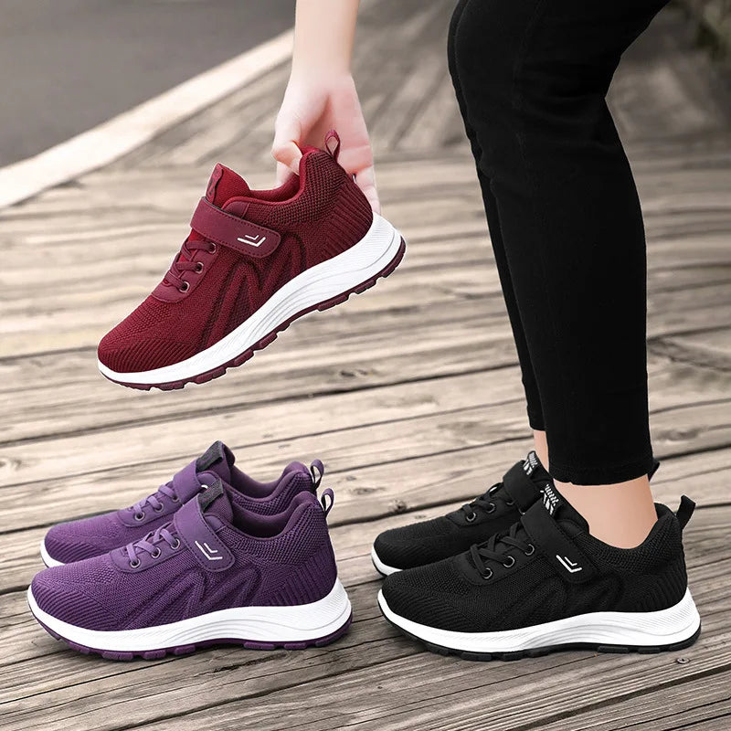 Kvinnors Sneakers Andningsbara Utomhus Lätta Textil Snörskor 2