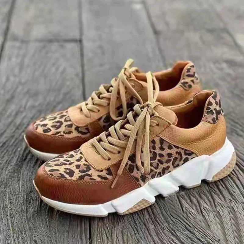 Kvinnors Sneakers Leopardtryck Chunky Textil 1