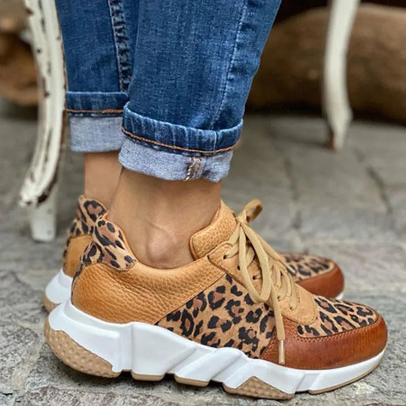 Kvinnors Sneakers Leopardtryck Chunky Textil 2