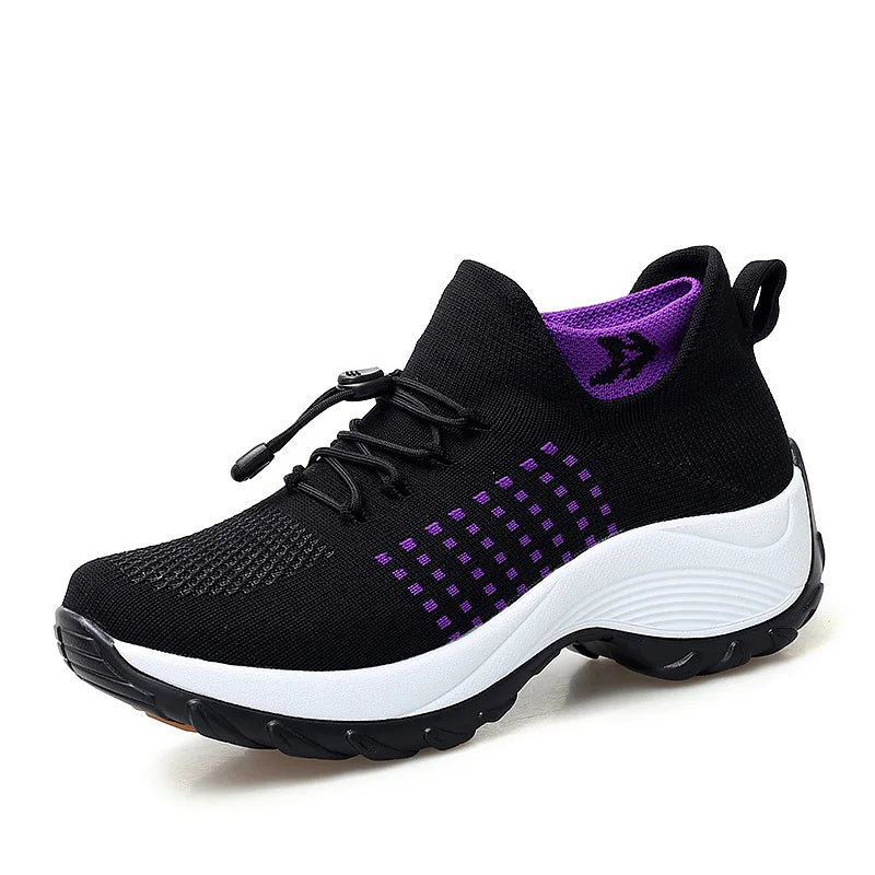 Kvinnors Sneakers Plattform Vit Svart Röd 0