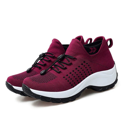 Kvinnors Sneakers Plattform Vit Svart Röd 4