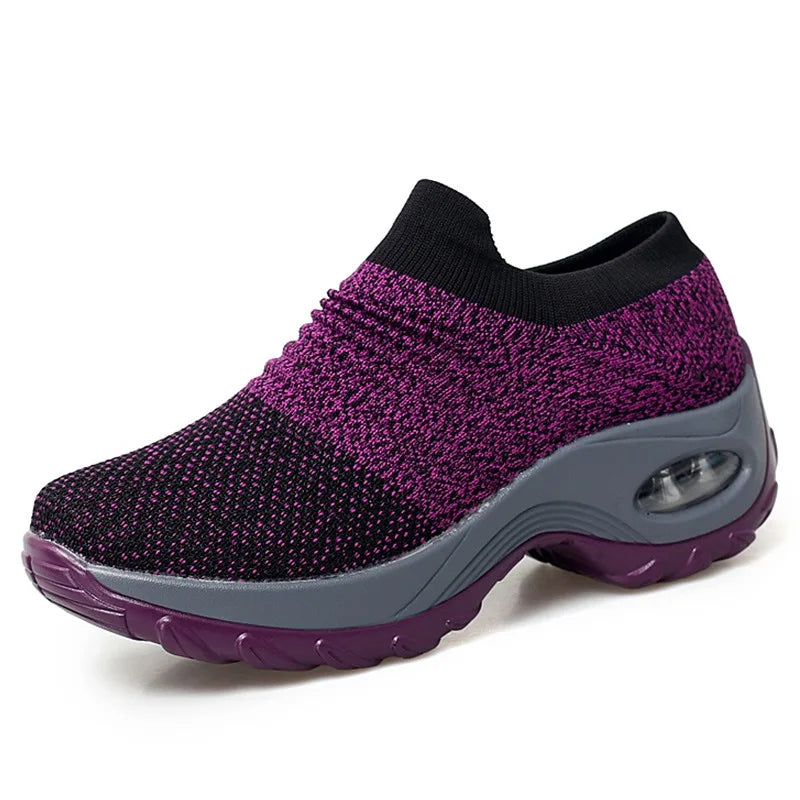 Kvinnors Sneakers Plattform Vit Svart Röd 6