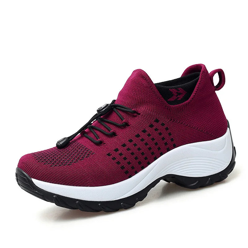 Kvinnors Sneakers Plattform Vit Svart Röd 6
