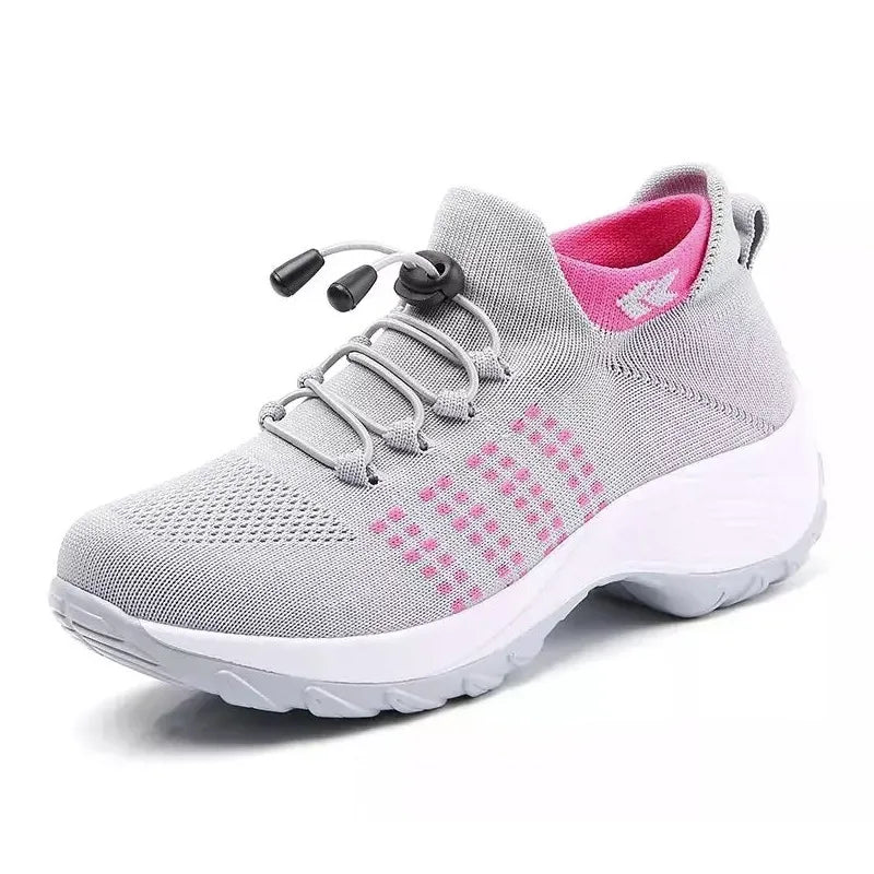 Kvinnors Sneakers Plattform Vit Svart Röd 7
