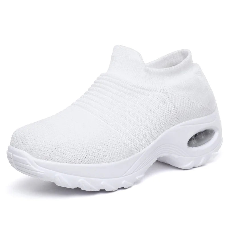 Kvinnors Sneakers Plattform Vit Svart Röd 9