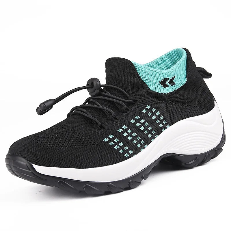 Kvinnors Sneakers Plattform Vit Svart Röd 9