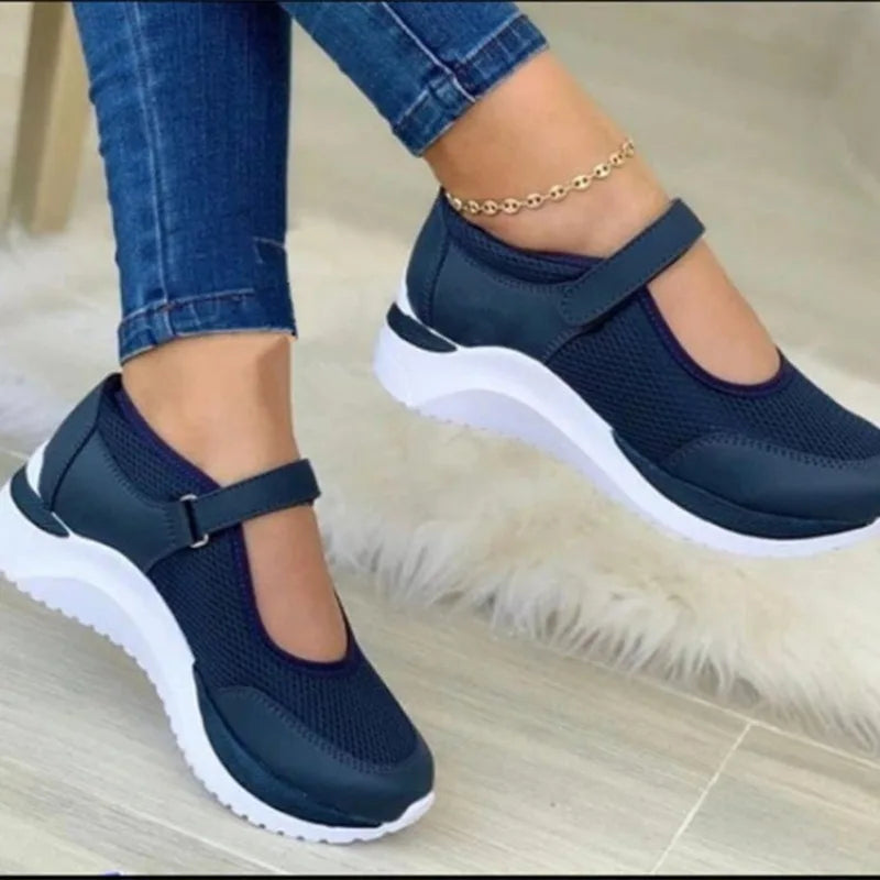 Kvinnors Sneakers Rundad Tå Stickad Tjock Sula 1