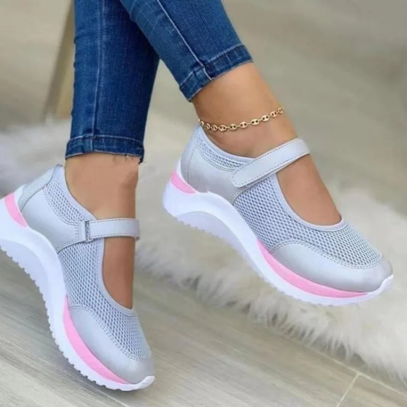Kvinnors Sneakers Rundad Tå Stickad Tjock Sula 3