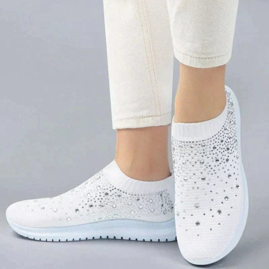 Kvinnors Sneakers med Kristaller och Mesh Design 0
