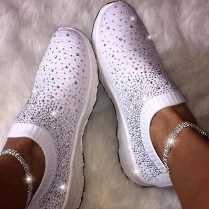 Kvinnors Sneakers med Kristaller och Mesh Design 4