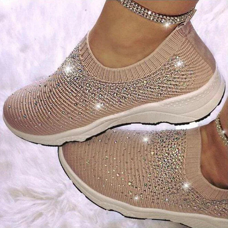 Kvinnors Sneakers med Kristaller och Mesh Design 6