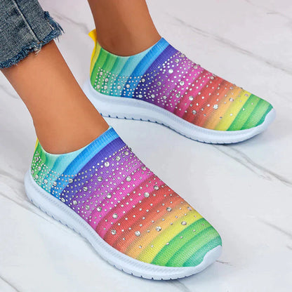 Kvinnors Sneakers med Kristaller och Mesh Design 7