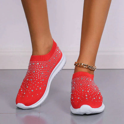 Kvinnors Sneakers med Kristaller och Mesh Design 8