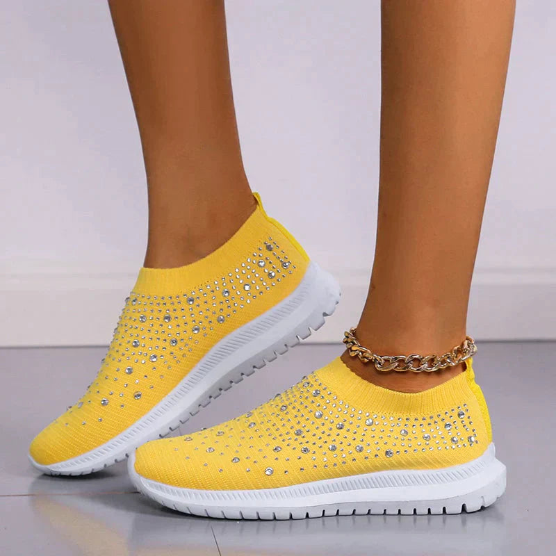 Kvinnors Sneakers med Kristaller och Mesh Design 9