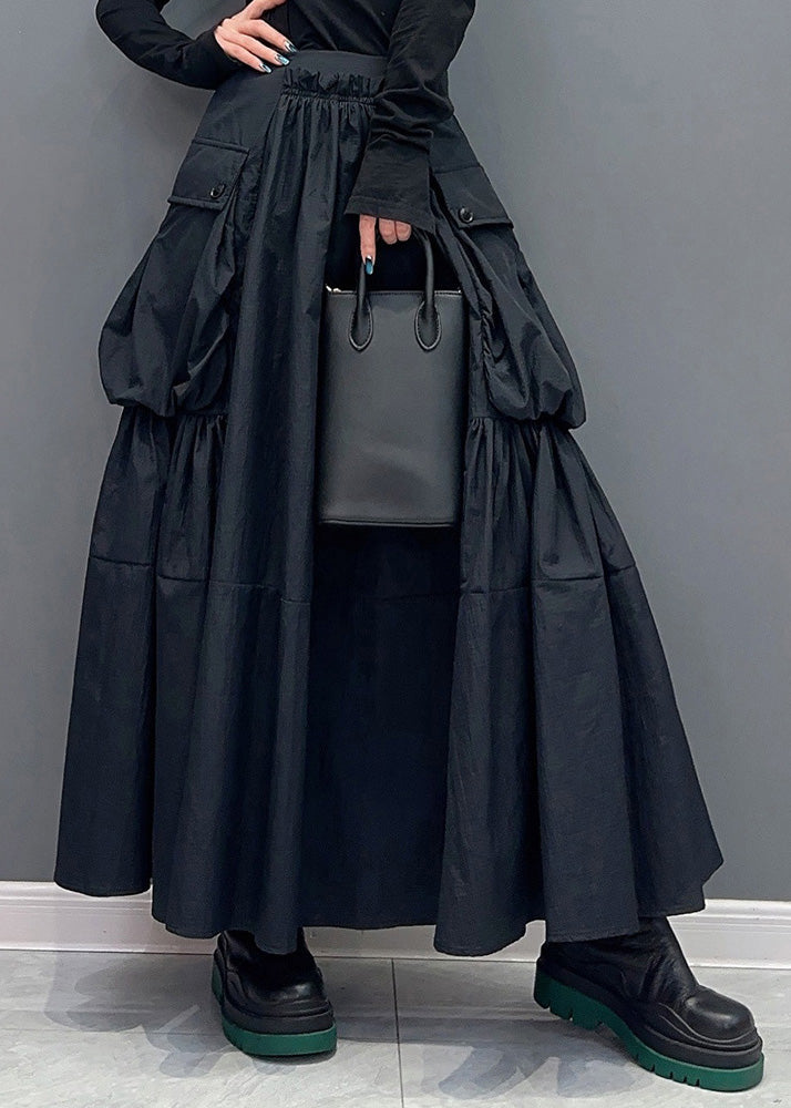 Kvinnors Sommarkjol Med Fickor Och Skrynklig Design 1