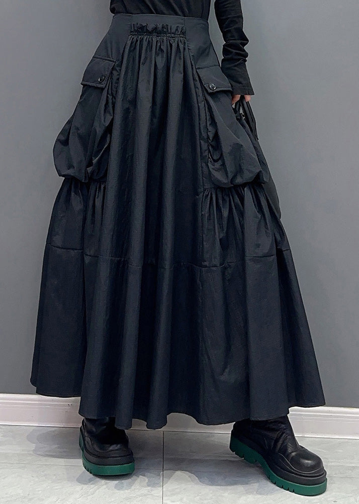 Kvinnors Sommarkjol Med Fickor Och Skrynklig Design 2